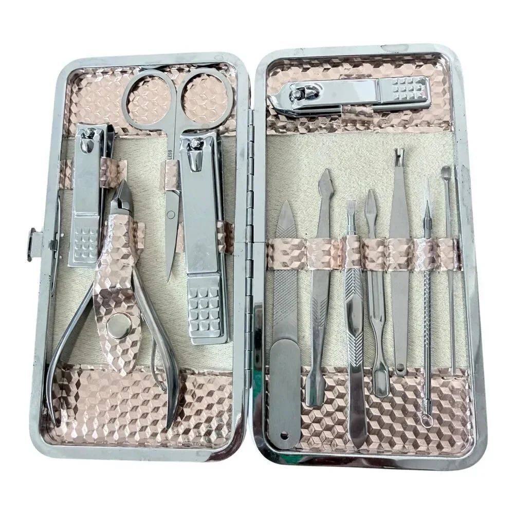 Nail Manicure Pedicure Kit w/ Rose Gold Case New